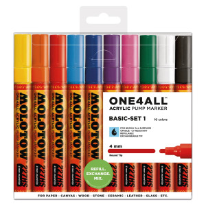 Molotow One4all Acrylmarker, 10 Stück Basic (4 mm)